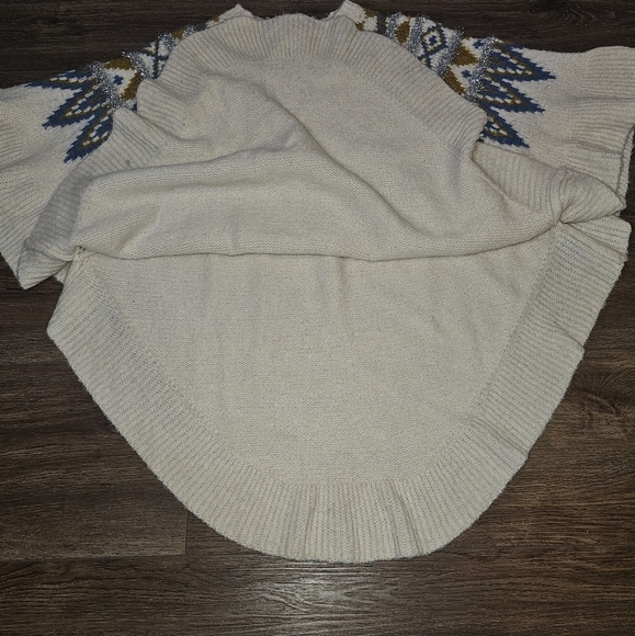 Do Everything In Love Womens Sweater Poncho Aztec Tinsel Infused One Size - Picture 7 of 11